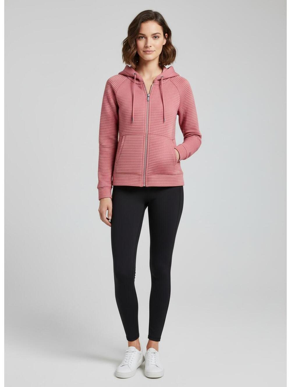 DKNY Pink Ribbed Zip-Up‎ Hoodie Sweatshirt SZ XS